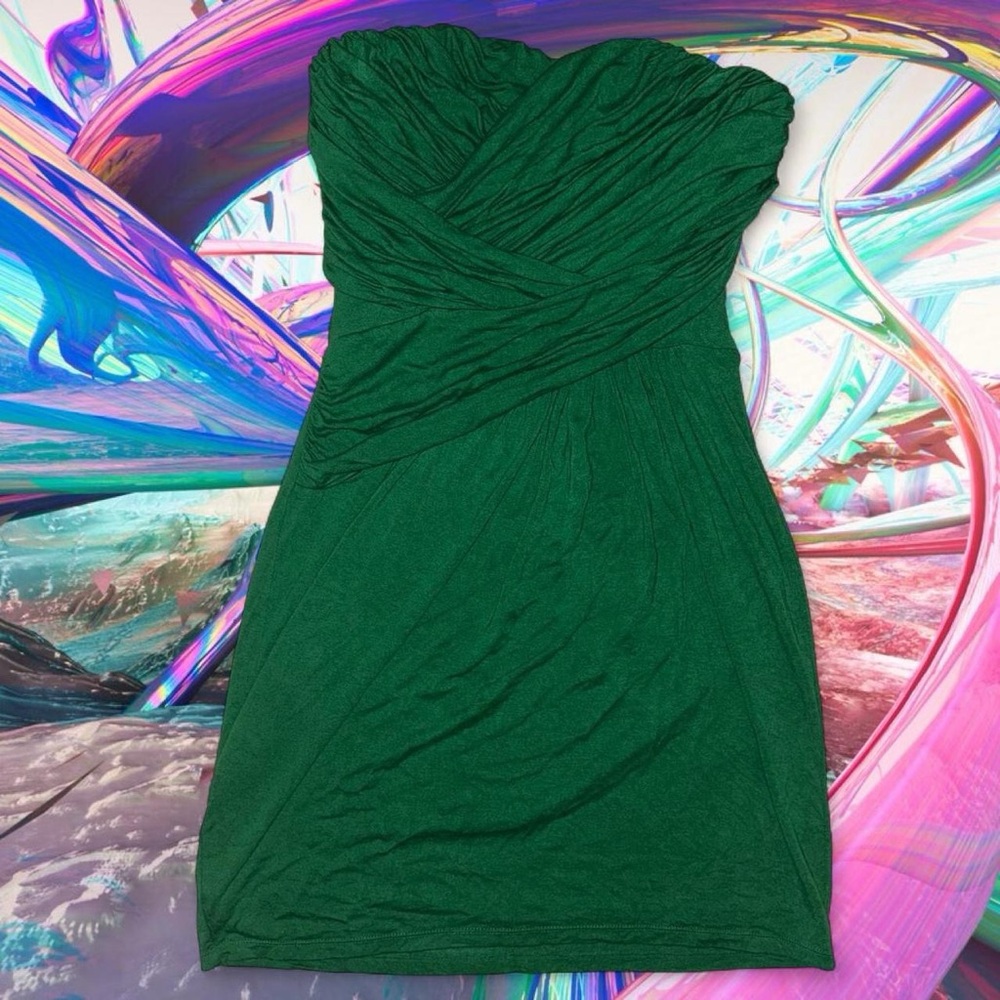 vtg y2k express mcbling party girl ruched strapless dress, sz sm, can fit md